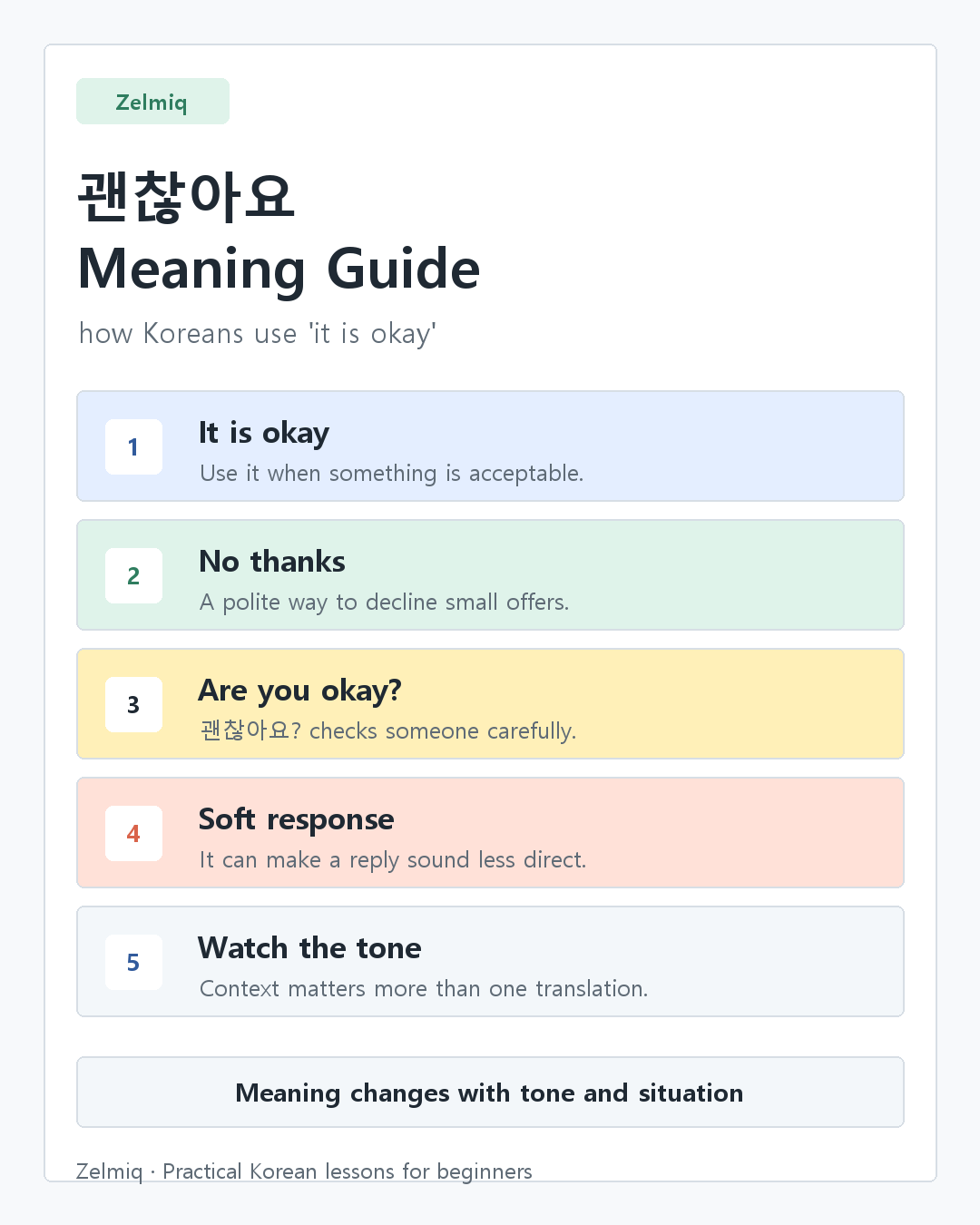 Gwaenchanayo meaning guide summary card